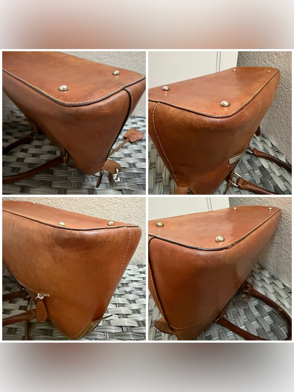 Vintage Dooney & Bourke Brown Alto Leather Zip Zip Dome Satchel Cognac - Picture 15 of 16